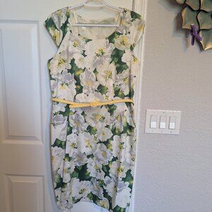 Watercolor Magnolia Sheath | 1940s Starlet Energy | Dressbarn | 12 | EUC